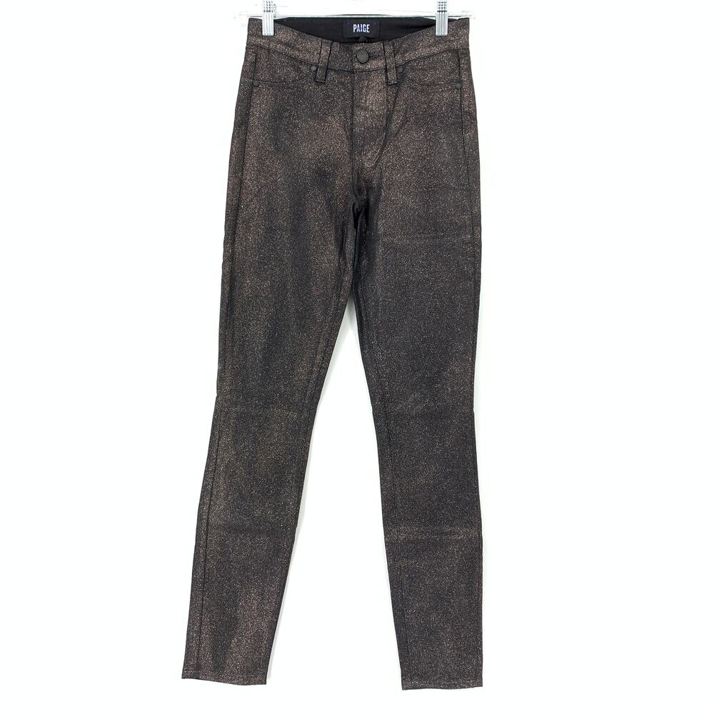Paige Women's Size 25 Hoxton Ultra Skinny Glitter Stretch Jeans Black Multi